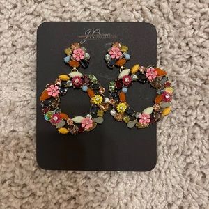 J.crew floral colorful hoops diamonds flower earrings!!